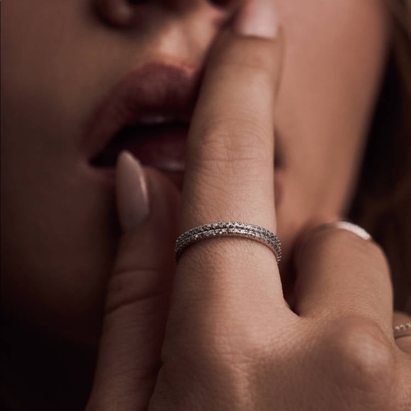 Two Beautiful & Dainty CZ Eternity Bands (1mm) - Picture 5 of 5